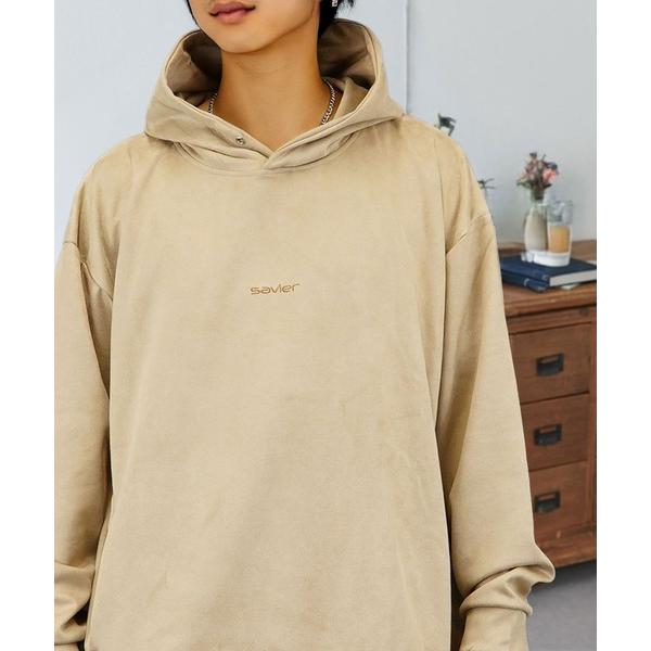 パーカー スウェード パーカー ワンポイント ロゴ 刺繍 メンズ レディース