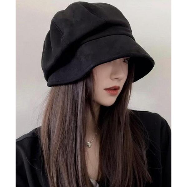 帽子 キャスケット マットな素材感と抜け感のスエード調キャスケット レディース