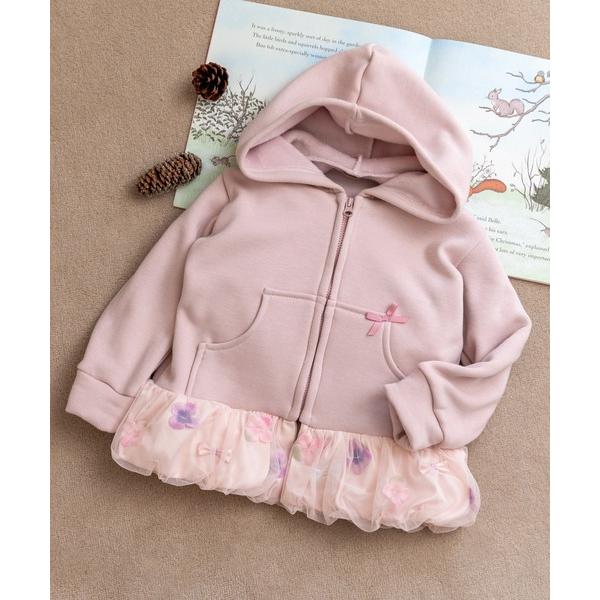 パーカー お花とリボンのバルーンパーカー/ミルクピンク(80-130cm) キッズ 子供服 女の子