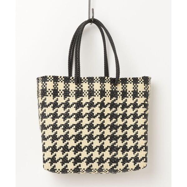 かごバッグ カゴバッグ 「Moon Bird/ムーンバード」手編みのメルカドバッグ・格子柄 （Ｍ）