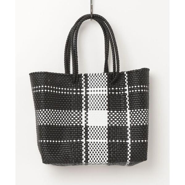 かごバッグ カゴバッグ 「Moon Bird/ムーンバード」手編みのメルカドバッグ・タータンチェック...