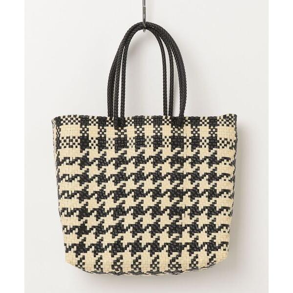 かごバッグ カゴバッグ 「Moon Bird/ムーンバード」手編みのメルカドバッグ・格子柄 （Ｍ）