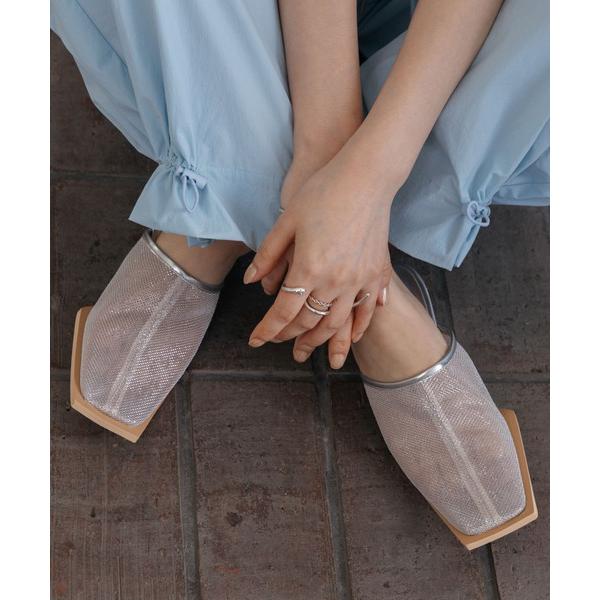 サンダル 「S-LLサイズ展開・ふかふか」スクエアチュール4.5cmウエッジミュール CA23854...