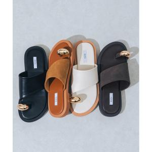サンダル 夏 「軽量・クッション入り」メタルリングフラットトングサンダル JA5964 レディース