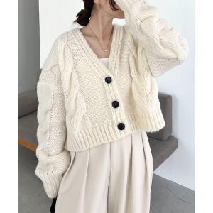 カーディガン BIGケーブルカーディガン レディース