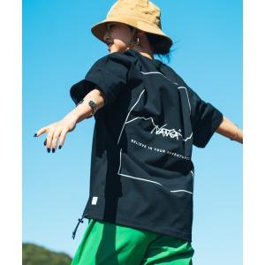 tシャツ 「WEB先行予約」「NANGA/ナンガ」 別注 ルーズフィット スクエアロゴバックプリント ドローコードTシャツ「追加」 レディース メンズ