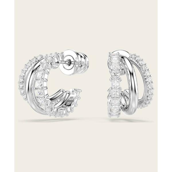ピアス 「公式」「スワロフスキー」Hyperbola フープピアス， ラウンドカット， ミニ， ホワ...