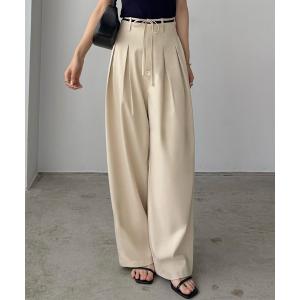ワイドパンツ スラックス パンツ リボンデザインワイドパンツ レディース