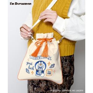 ショルダーバッグ バッグ I’M DORAEMON/刺繍巾着ショルダーバッグ レディース