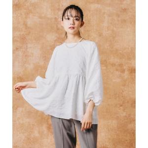 「GLOBAL WORK」 7分袖ブラウス LARGE オフホワイト レディース