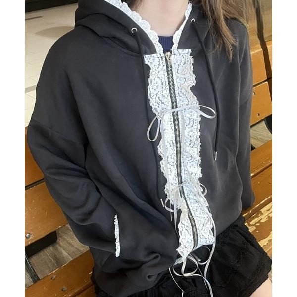 「LAC-VERT」 ジップアップパーカー FREE ブラック系その他 レディース