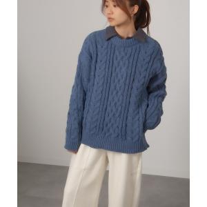 ニット セーター Chiina/クルーネック　ケーブルニットセーター レディース