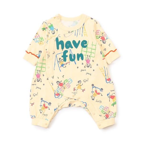 ベビー服 ロンパース 楽しく遊ぼう総柄カバーオール