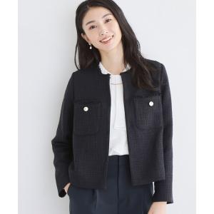 SNIDEL ネイビー ツイード ノーカラージャケット SNIDEL（スナイデル） ジャケット ノーカラージャケット