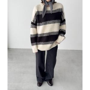 ニット セーター COIN　ワイドボーダーオーバーニット レディース