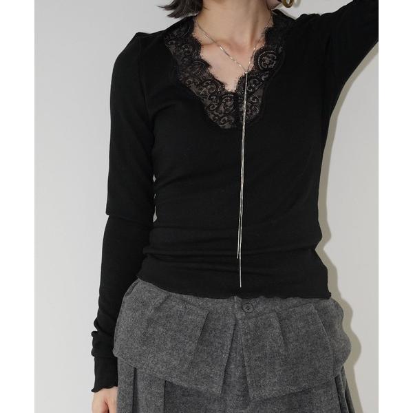 ニット セーター レースネックリブニットトップス chw26s017 レディース
