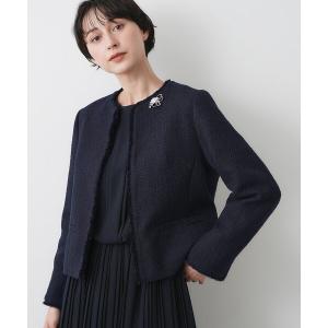 ジャケット ノーカラージャケット 「入卒/セレモニー」ツイードクルーネックジャケット レディース