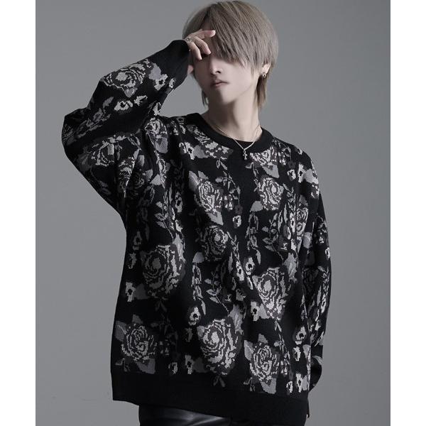 tシャツ 「CavariA/キャバリア」12Gラメ使い総柄ジャガードルーズクルー メンズ レディース