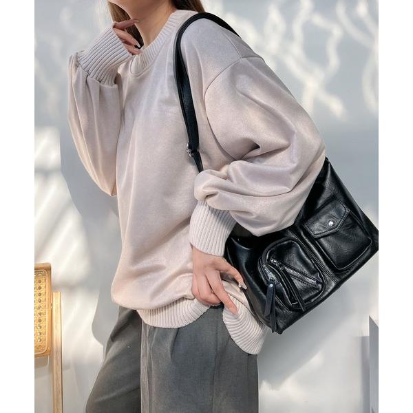 トレーナー スウェットゆるっとリブ付きプルオーバー レディース