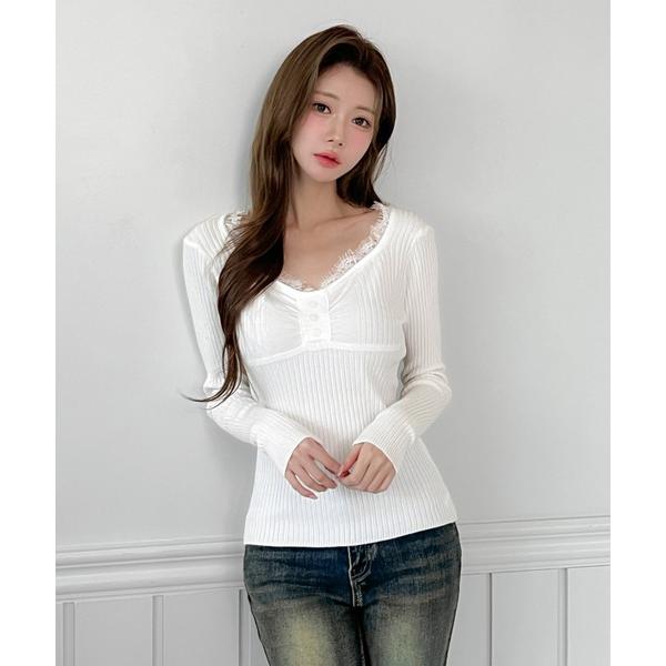 ニット セーター レースポイント リブニット/2026 SS COLLECTION レディース