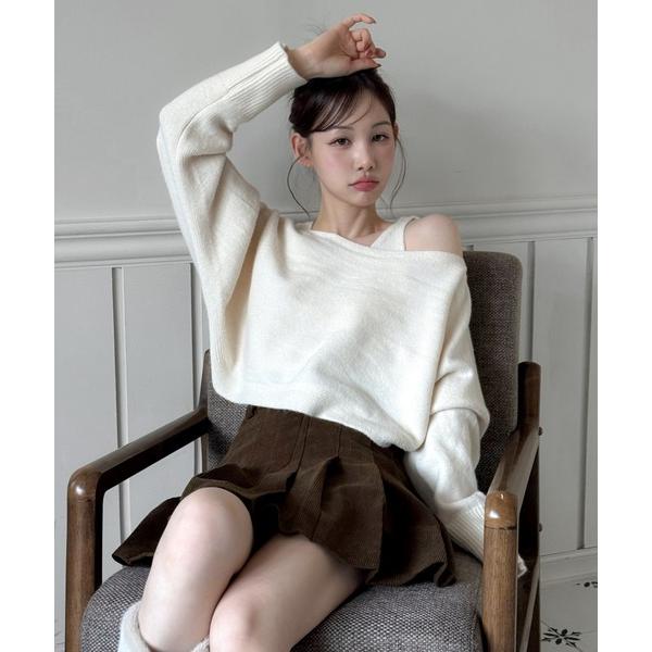 ニット セーター 「着用動画あり・4色展開」レイヤード ニットボレロ セット レディース