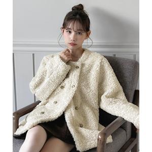 コート アウター 「着用動画あり・3色展開」プードルファーダブルボタンジャケット/2025 AW COLLECTION レディース