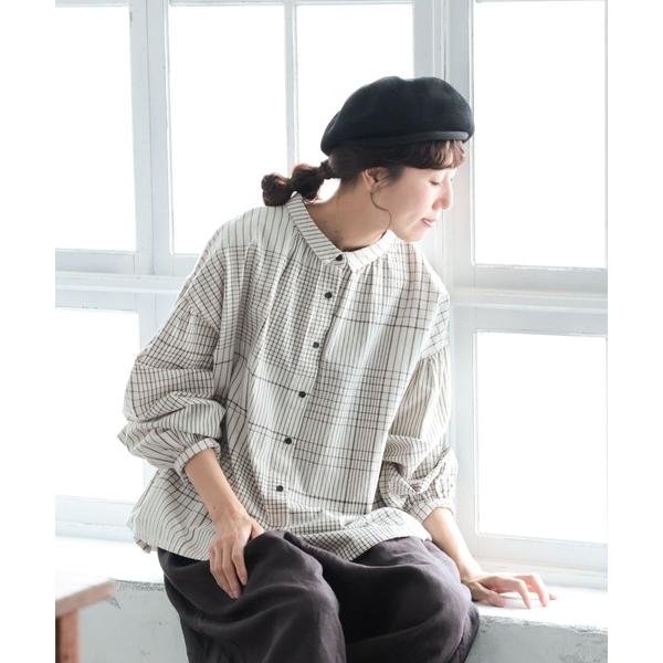 ブラウス シャツ ポルカチェックのブラウス レディース