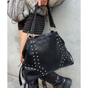 ボストンバッグ スタッズフェイクレザーボストンバッグ レディース メンズ