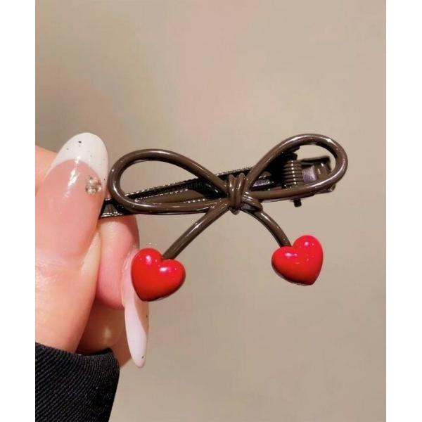 ヘアクリップ リボンハート ヘアクリップ 2個セット