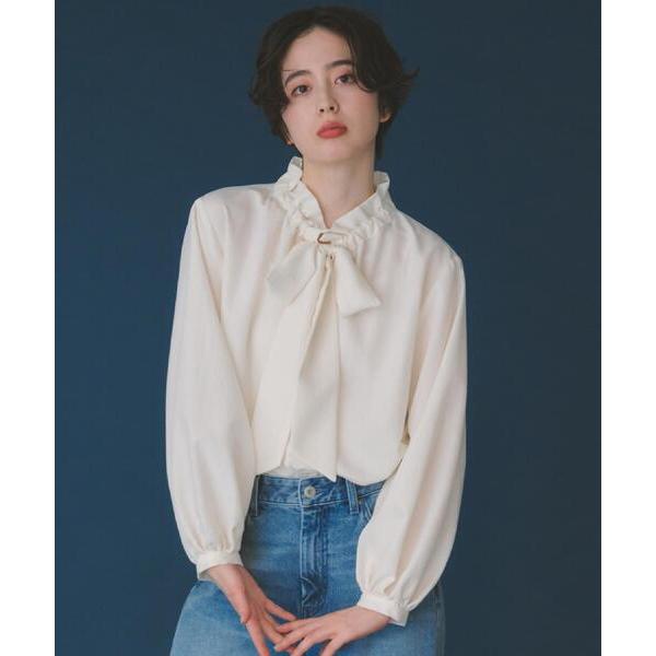ブラウス シャツ 入学式 卒業式 「通勤にもカジュアルにも」ギャザーリボンタイブラウス レディース