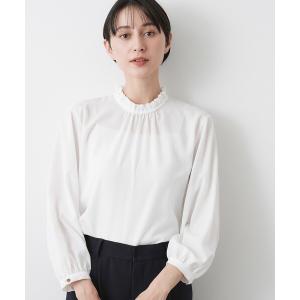 ブラウス シャツ 「入卒/セレモニー/洗える」フリルネックジョーゼットブラウス レディース