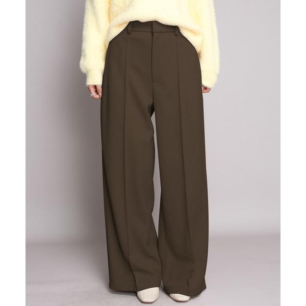 スラックス パンツ 「選べる丈感」あったか起毛ピンタック入りワイドパンツ レディース