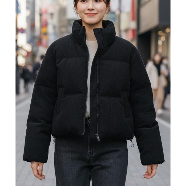 ブルゾン アウター ブルゾン/コーデュロイドローコード付きエコダウンジャケット レディース
