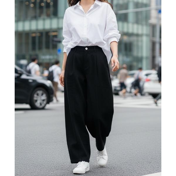 パンツ ボトムス/センタープリーツワイドパンツ レディース