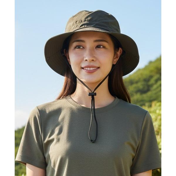帽子 ハット ハット/あご紐付き ナイロンアウトドアハット サファリハット レディース