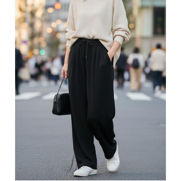パンツ パンツ/とろみウエストゴムワイドイージーパンツ レディース