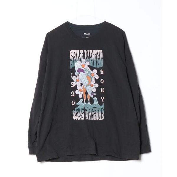 「ROXY」 長袖カットソー LARGE ブラック レディース