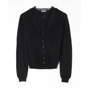 「miu miu」 フリルニットカーディガン 40 ブラック レディース