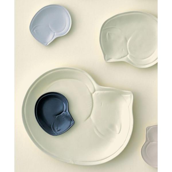 食器 ねこ大皿　アイボリー