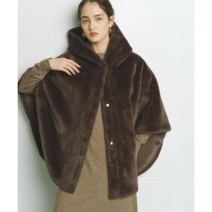 ポンチョ 「2WAYリバーシブル」ショートファーリバーシブルポンチョ レディース