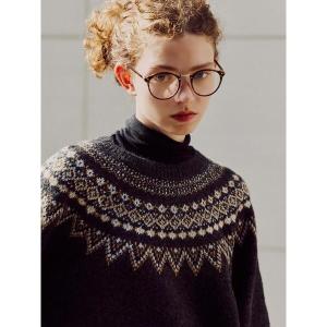 ニット セーター 配色求心柄ニット レディース