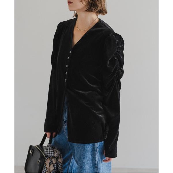 ブラウス シャツ ベロアパワショルブラウス レディース