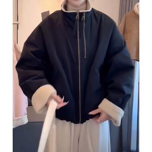 コート アウター リバーシブル風 もこ裏地 ゆるボリューム ジャケット レディース メンズ