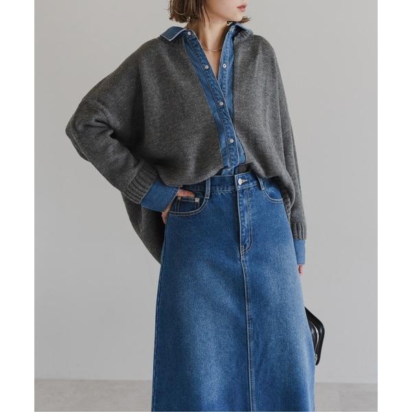 カーディガン デニムシャツドッキングカーディガン レディース