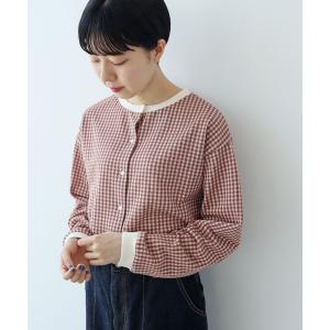 カーディガン ギンガムジャガード ゆるっとカーディガン レディース