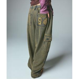 ワイドパンツ スウェットパンツ ジャージ OVERDYED NUMBER PATCH CARGO SWEATPANTS レディース メンズ