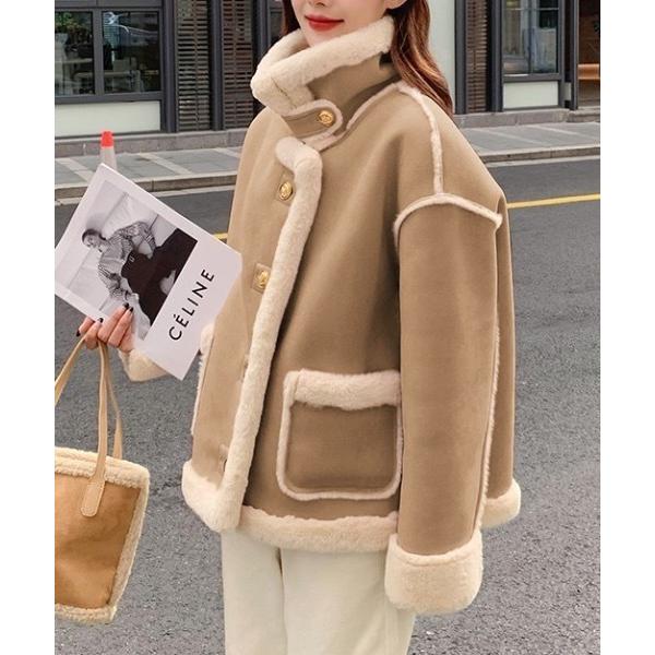 ブルゾン アウター フェイクムートンファーブルゾン レディース