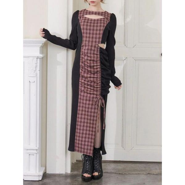 ワンピース ディープスリットデコルテリブワンピース