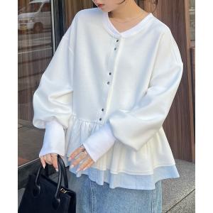 カーディガン 前後2WAYフリルペプラムショートカーデ レディース