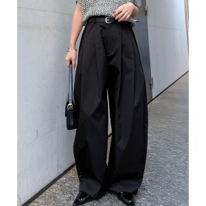 ワイドパンツ パンツ カーブシルエットサイドタックパンツ レディース